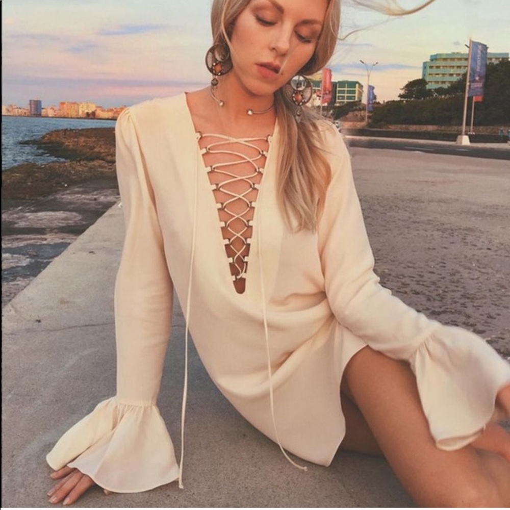 Stone Cold Fox Ivory Lace-Up Franklin Dress